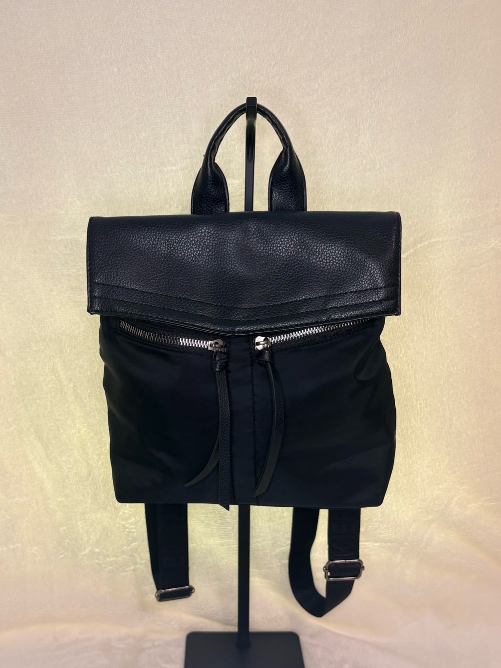 Botkier Black Nylon Backpack with Leather Logo Patch